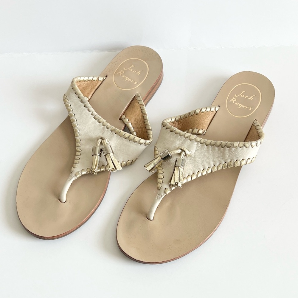 Jack Rogers Alana Leather Tassel Thong Sandals